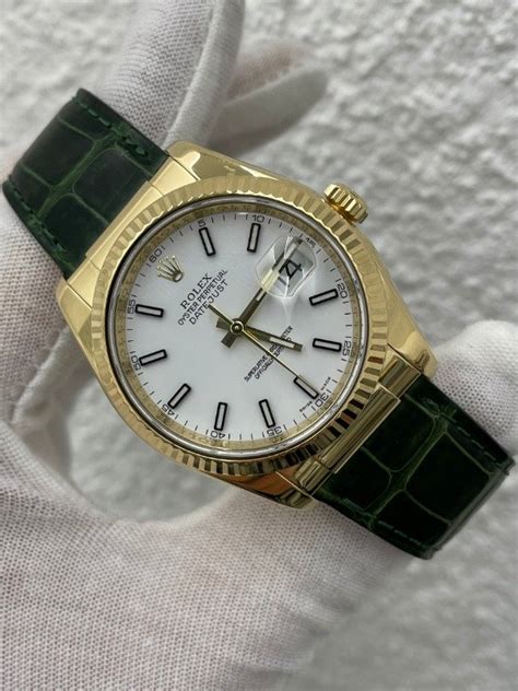 cinturino pelle verde rolex|Rolex Perpetual 1908 .